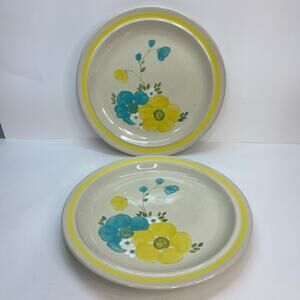 stonecrest korea andre poncho design happy dinner plates yellow blue 10.5 inches